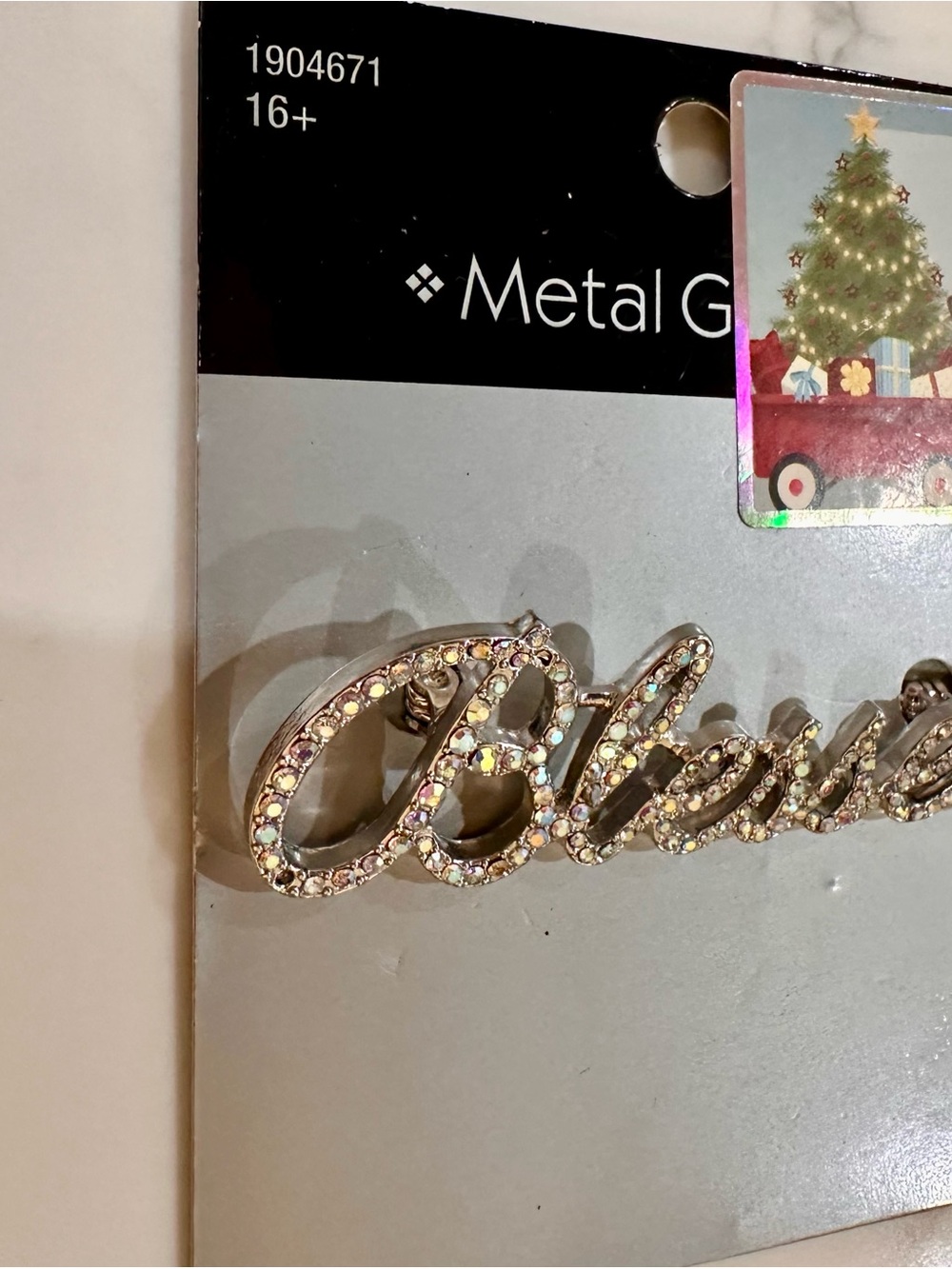 'Blessed' Crystal Script Brooch - Picture 6 of 8